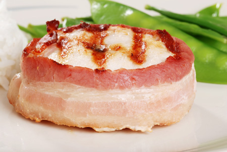 fresh pork with bacon wrap